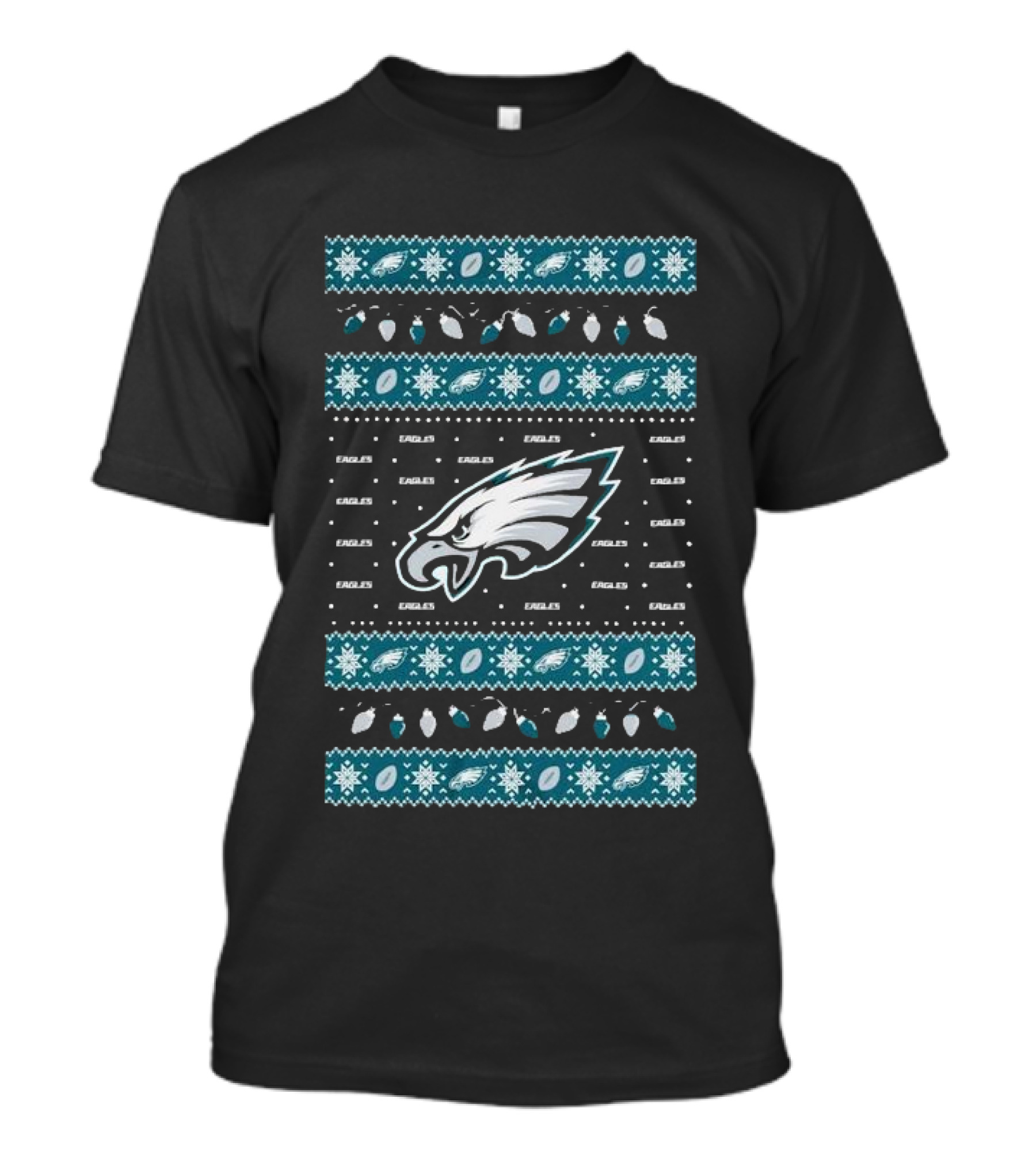 Philadelphia Eagles Holiday Lights Eagles Logo Merry Christmas T-Shirt