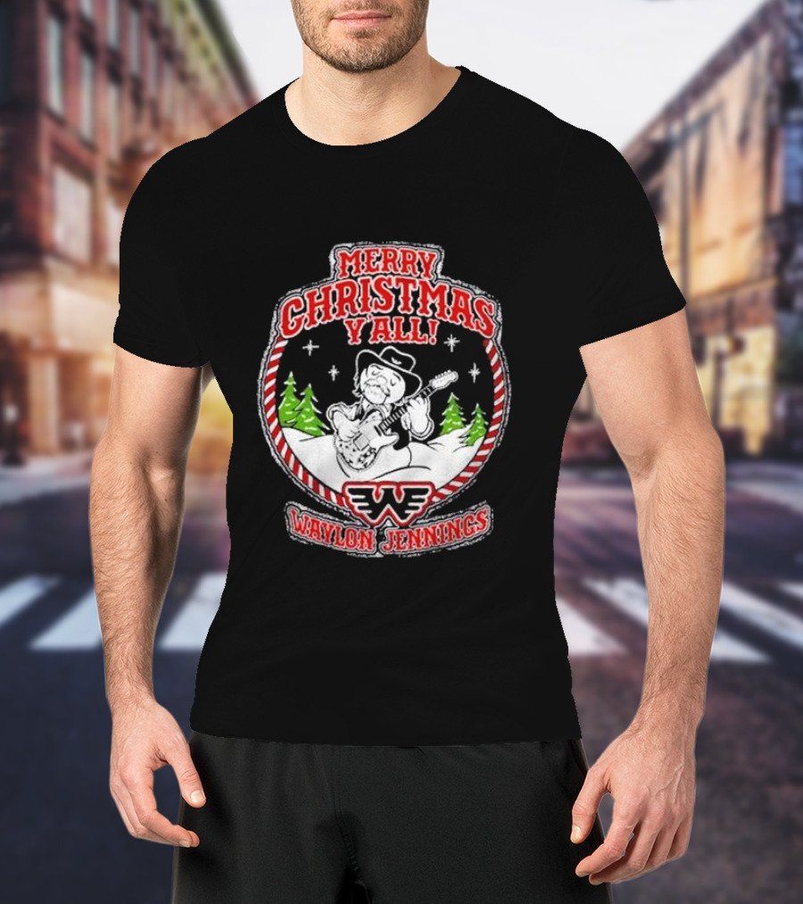 Merry Christmas Y'all Waylon Jennings T-Shirt