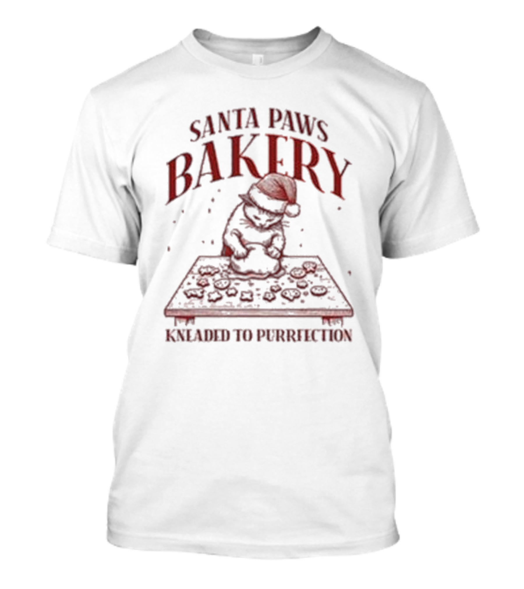 Santa Paws Bakery Kneaded To Purrfection Christmas Cat Baking T-Shirt