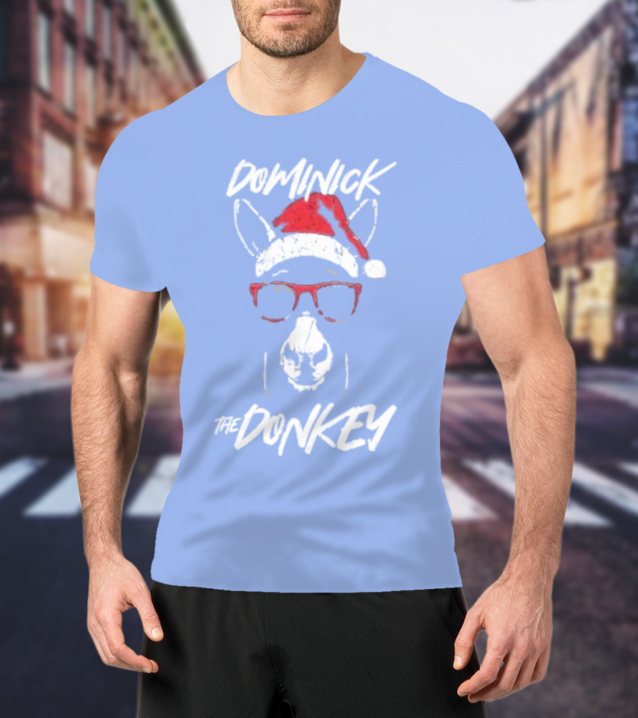 Dominick The Donkey Santa Hat Christmas Holiday T-Shirt