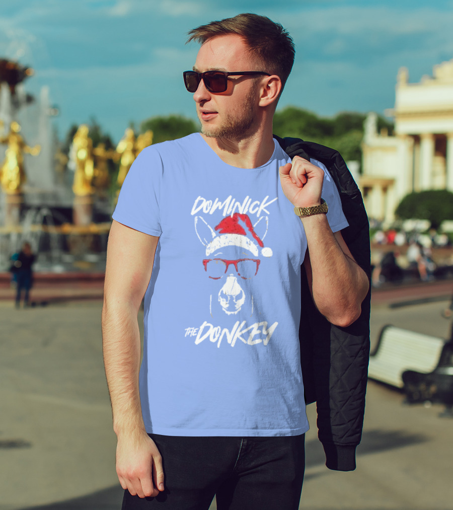 Dominick The Donkey Santa Hat Christmas Holiday T-Shirt