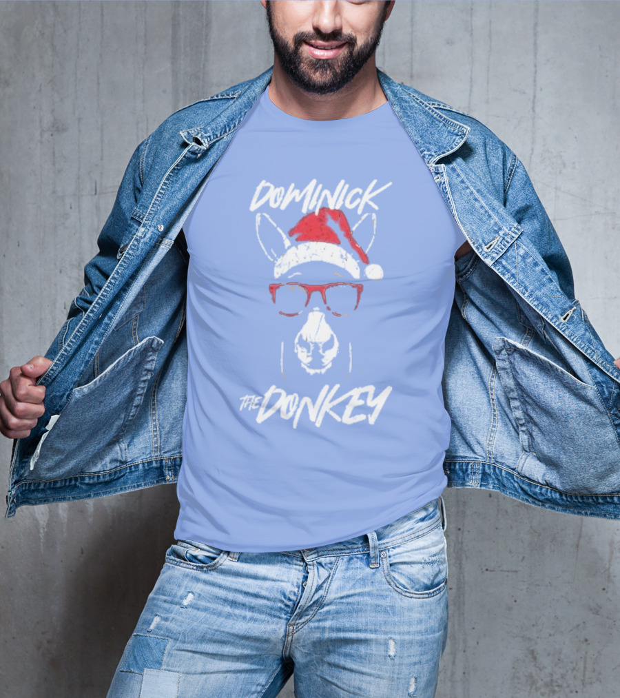 Dominick The Donkey Santa Hat Christmas Holiday T-Shirt
