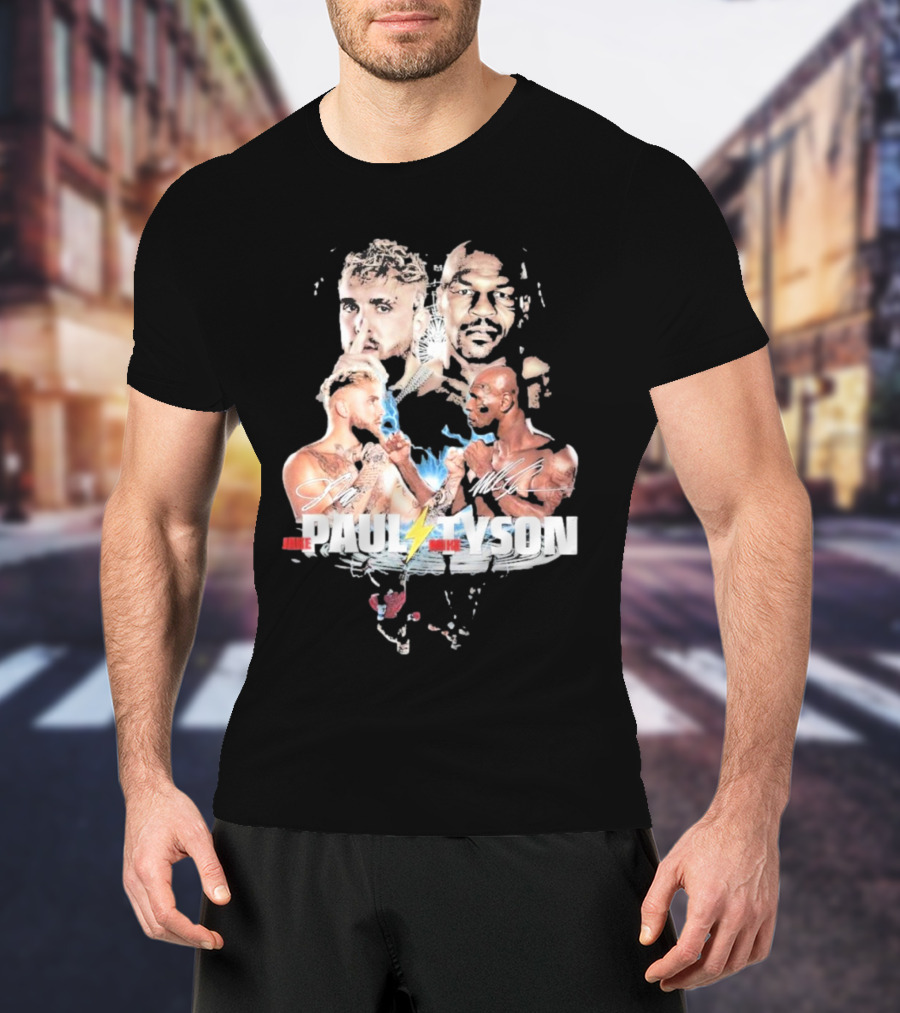 Jake Paul Mike Tyson Signature Lightning Faceoff Collaboration T-Shirt