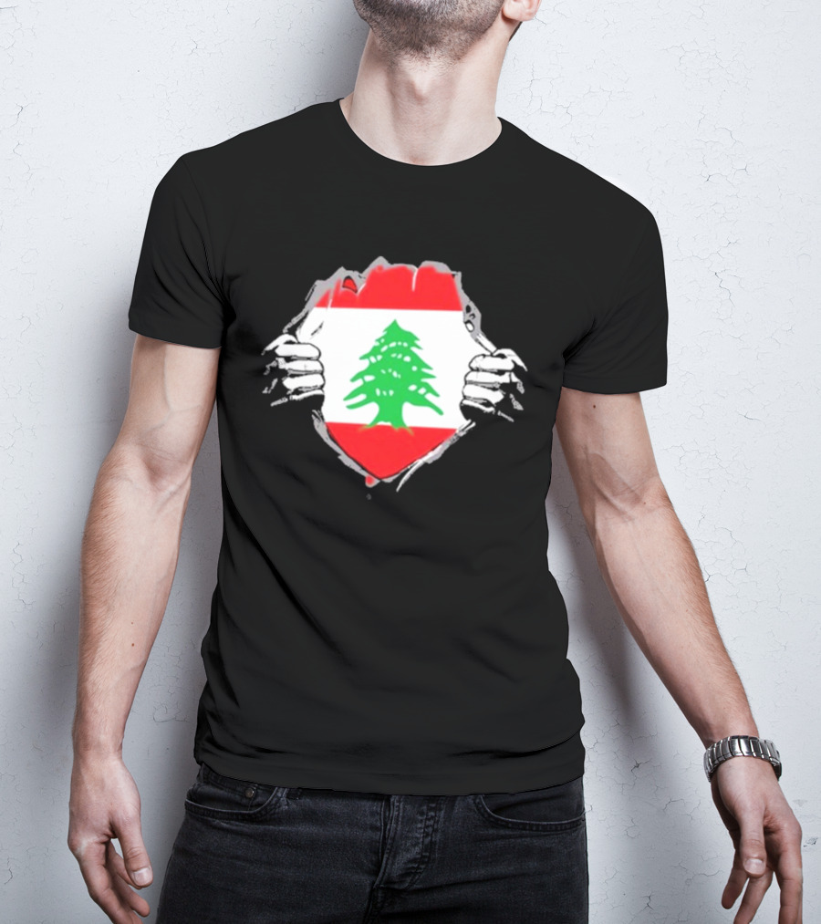 Lebanon Cedars Rugby League Lebanese Superhero Flag Icon T-Shirt
