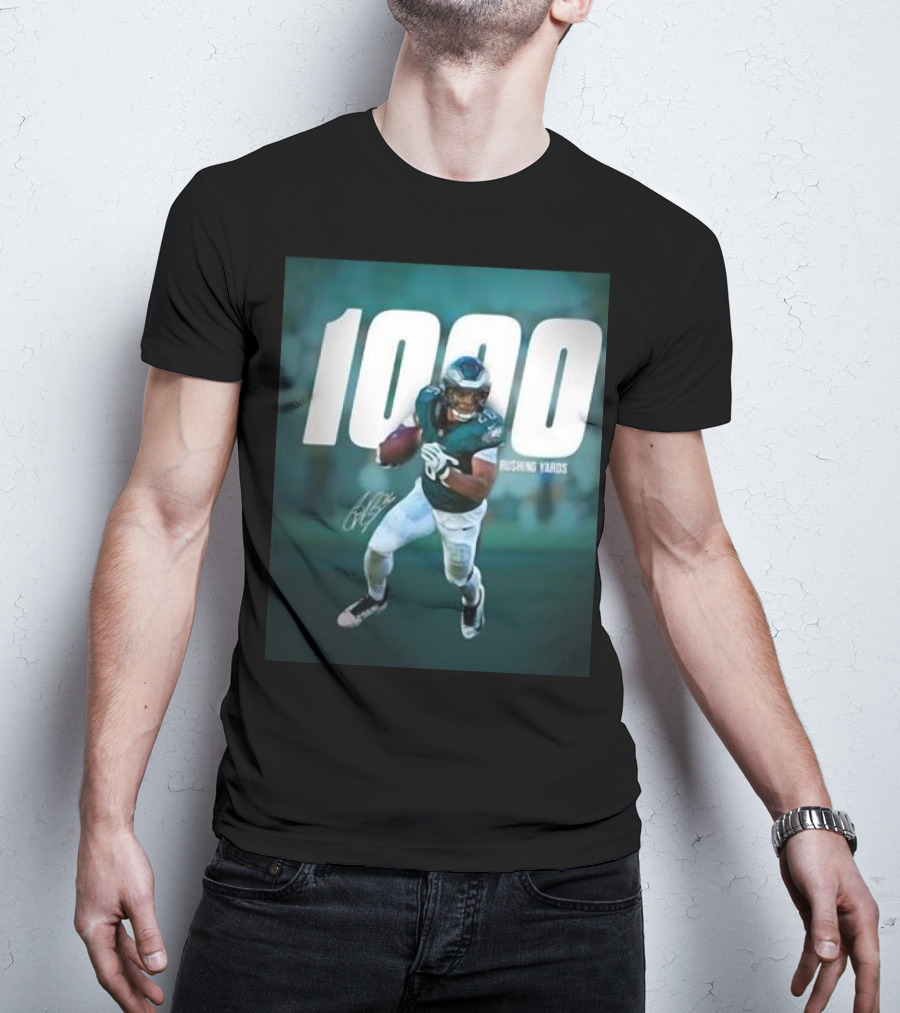 1000 Rushing Yards Football Player Signature T-Shirt