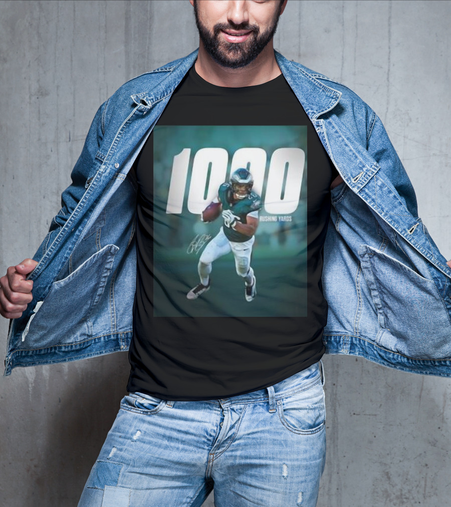 1000 Rushing Yards Football Player Signature T-Shirt