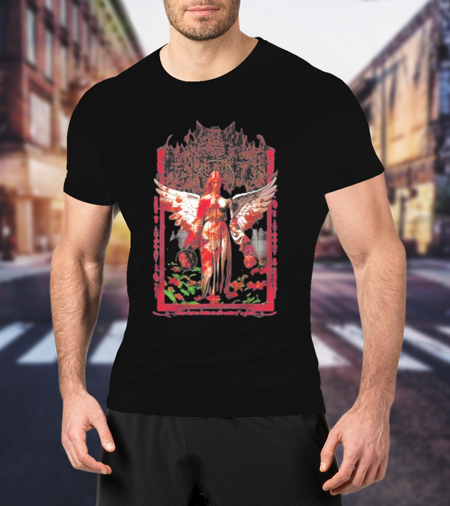 Warfare Angel Reap What This Life Has Sowed Gothic Winged Figure With Floral Accents T-Shirt