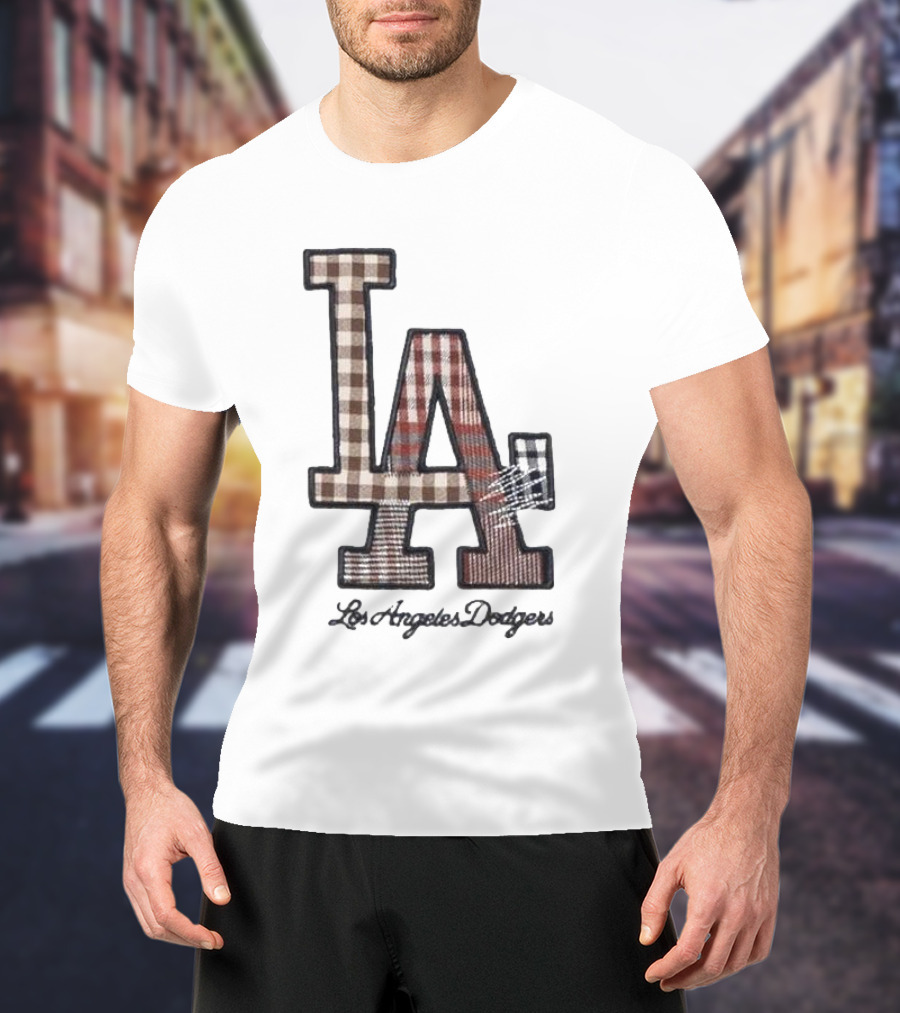 Los Angeles Dodgers Preppy Plaid LA T-Shirt