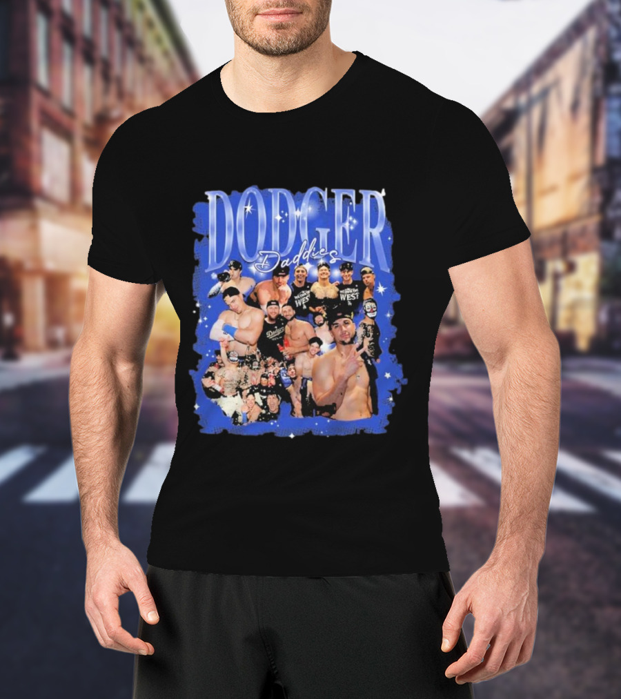 Dodger Daddies Starry Blue Team Icons Compilation T-Shirt