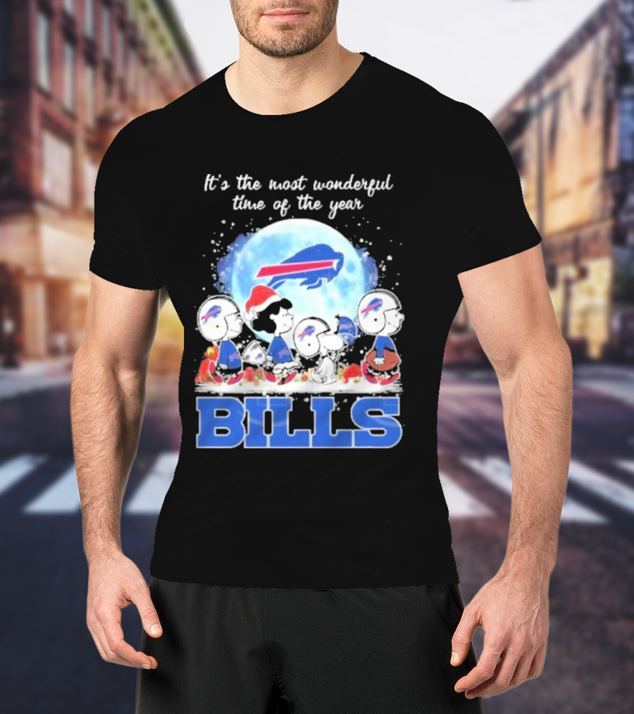 It's The Most Wonderful Time Of The Year Buffalo Bills Peanuts Football Holiday T-Shirt