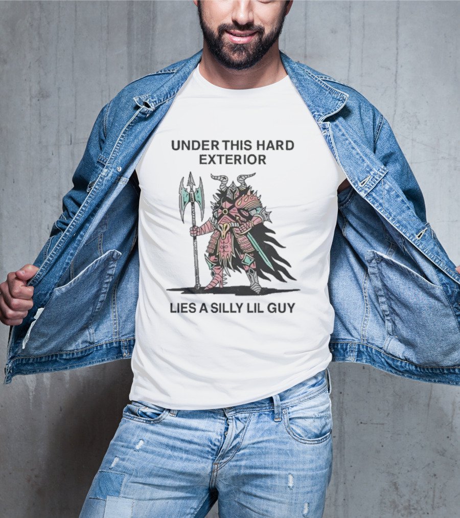 Under This Hard Exterior Lies A Silly Lil Guy Warrior With Axe And Horned Helmet T-Shirt