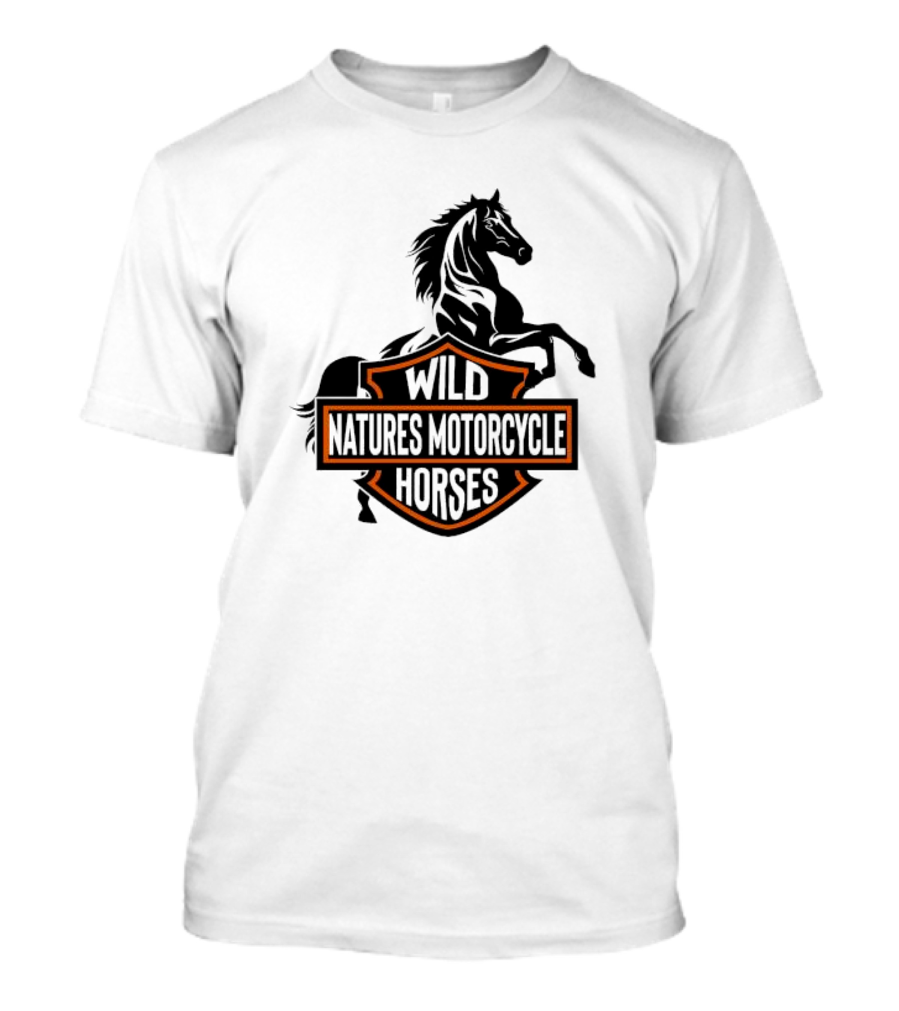 Wild Natures Motorcycle Horses Hang Over Gang Iconic Wild Horse Badge Motif T-Shirt