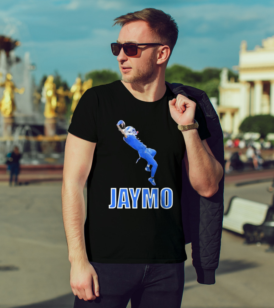 Jaymo Football Catch Jump Athlete Sports Blue Uniform T-Shirt