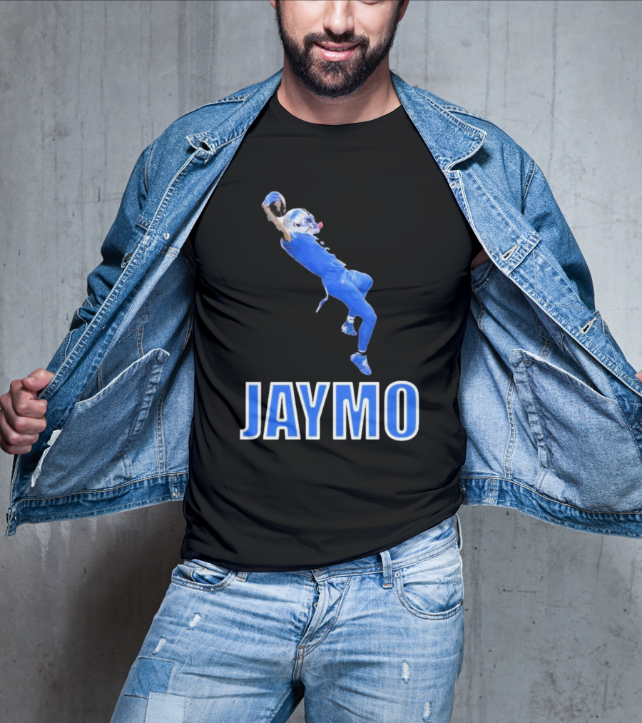 Jaymo Football Catch Jump Athlete Sports Blue Uniform T-Shirt