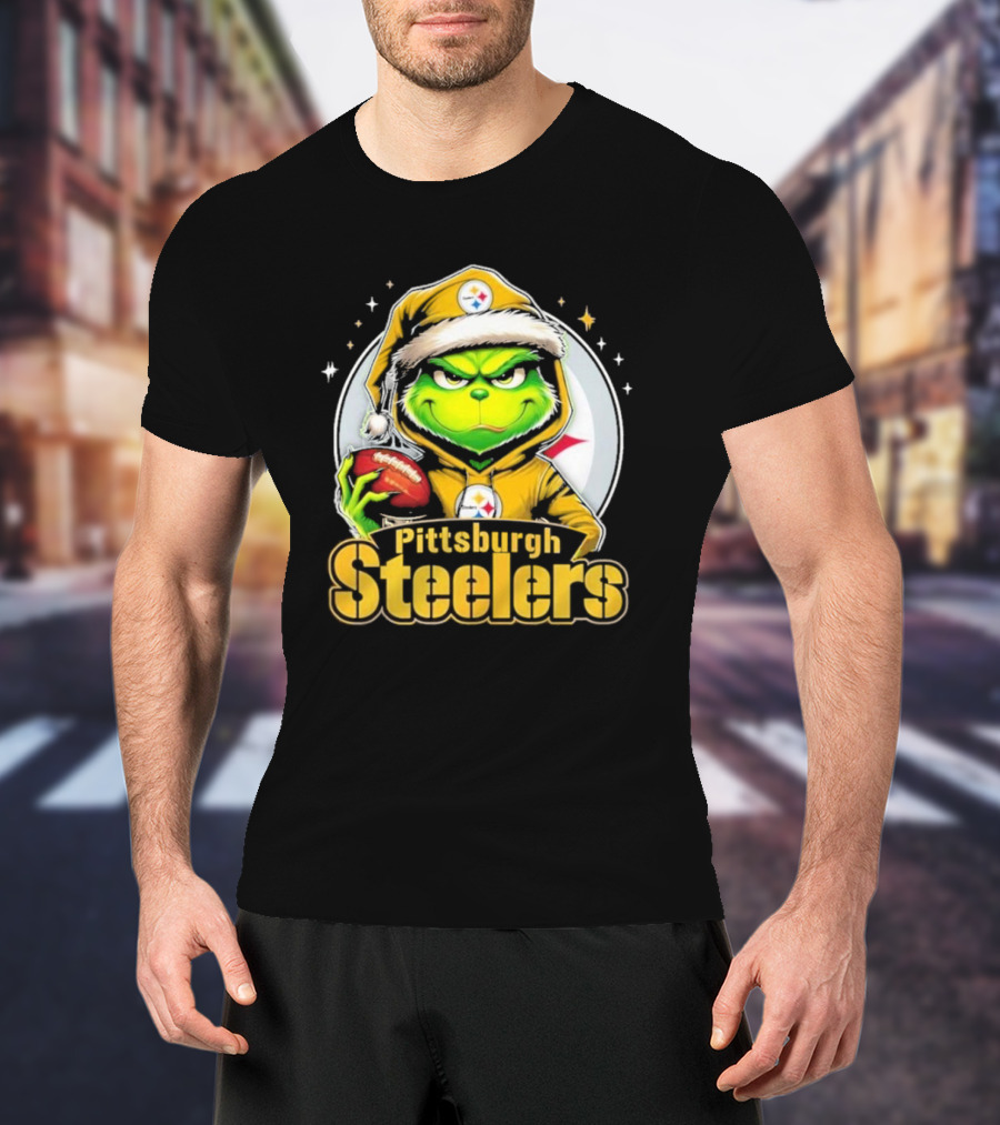 The Grinch Pittsburgh Steelers Christmas Football Crossover T-Shirt