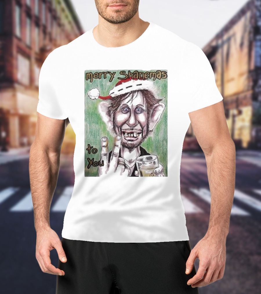 Merry Shanemas To You Shane MacGowan Christmas Card Drawing T-Shirt