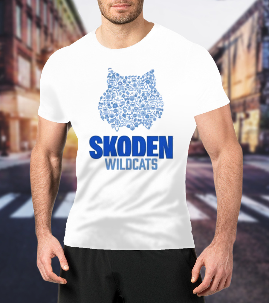 Skoden Wildcats Blue Emblem With Symbols T-Shirt