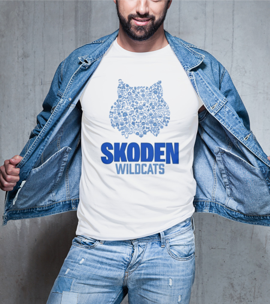 Skoden Wildcats Blue Emblem With Symbols T-Shirt