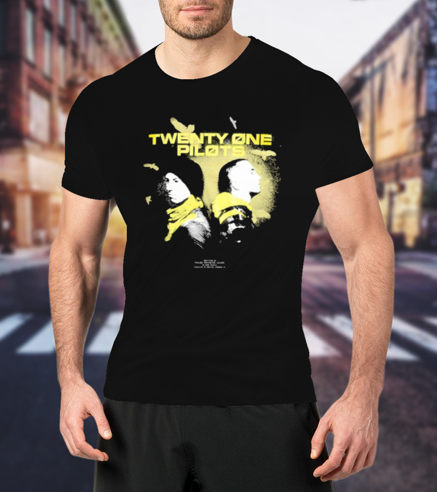 Twenty One Pilots Back 2 Back Eagle Silhouette Duo Yellow Accents T-Shirt