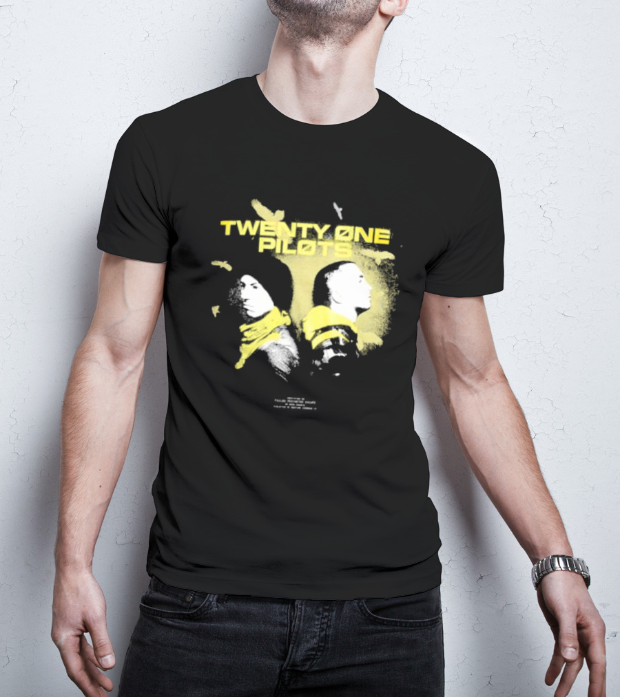 Twenty One Pilots Back 2 Back Eagle Silhouette Duo Yellow Accents T-Shirt