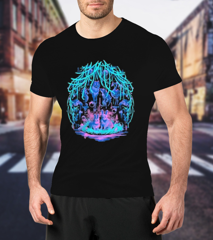 Animal Well Clandestine Creatures Glowing Forest Scene T-Shirt