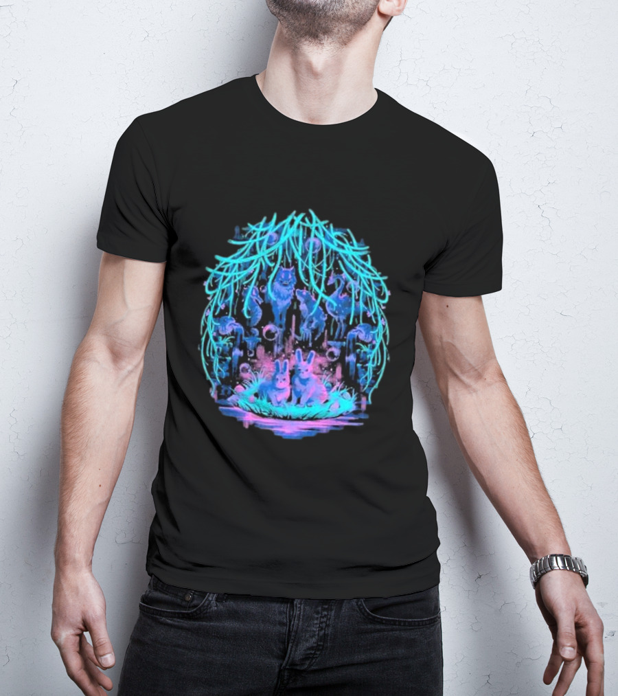 Animal Well Clandestine Creatures Glowing Forest Scene T-Shirt