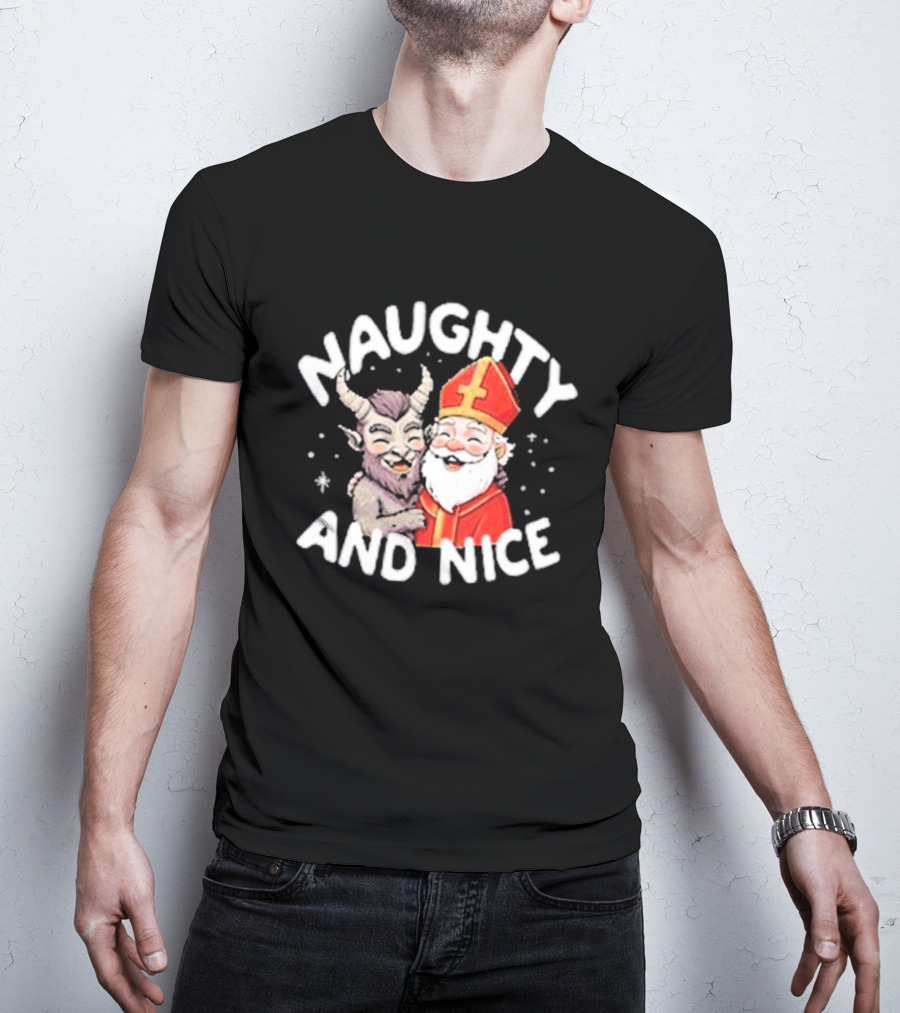 Naughty And Nice Krampus And Saint Nicholas T-Shirt