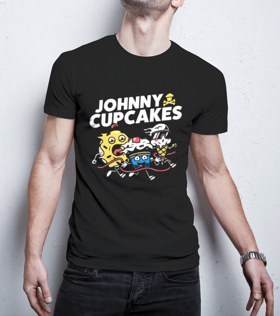 Johnny Cupcakes Candy Characters Racing Fun Austin TX Conference Alley T-Shirt