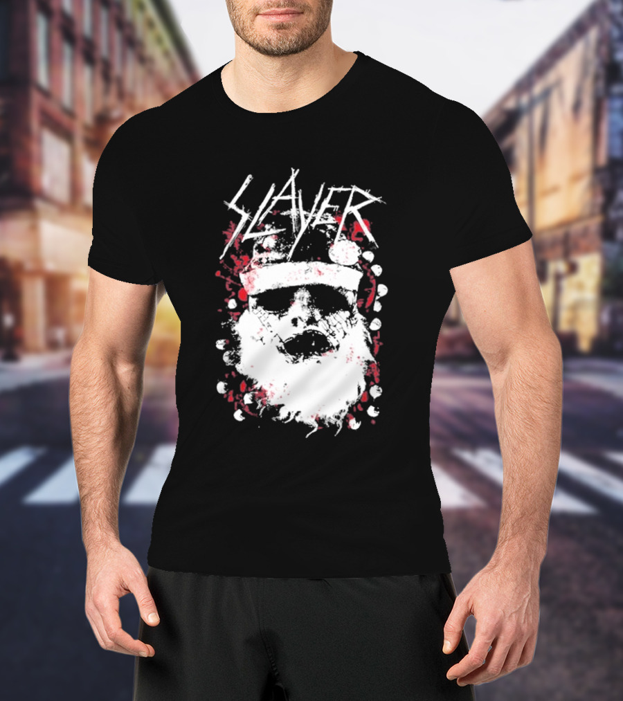 Slayer Dead Skin Santa Skull Iconic Holiday T-Shirt