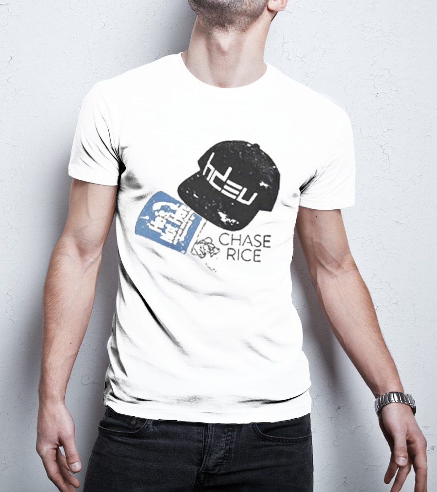 CHASE RICE HDEU Gear Hat And Blue He’s Not Here Text T-Shirt