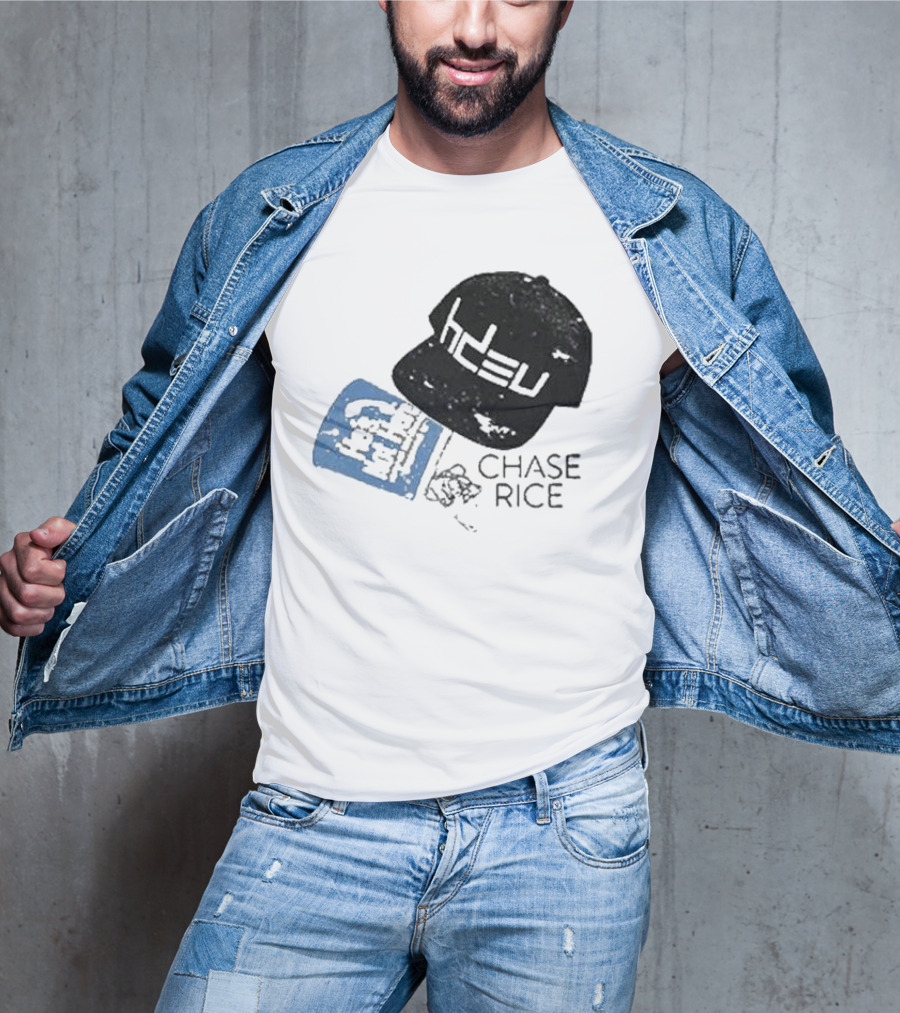 CHASE RICE HDEU Gear Hat And Blue He’s Not Here Text T-Shirt
