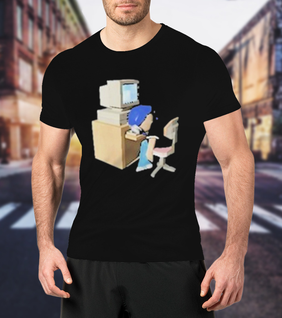 Nikki Carreon Internet Fatigue Vintage Computer Cartoon Figure T-Shirt