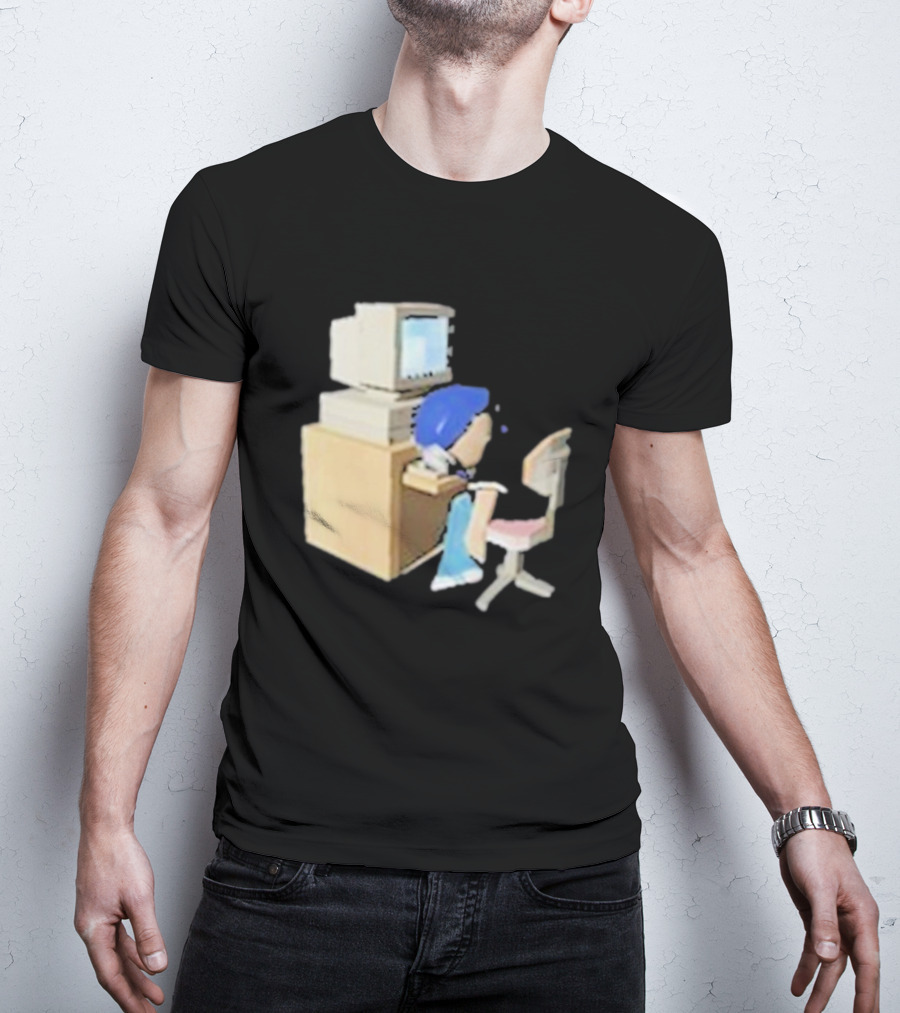 Nikki Carreon Internet Fatigue Vintage Computer Cartoon Figure T-Shirt
