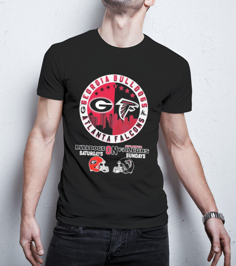 Georgia Bulldogs Saturdays Atlanta Falcons Sundays Football Fans T-Shirt
