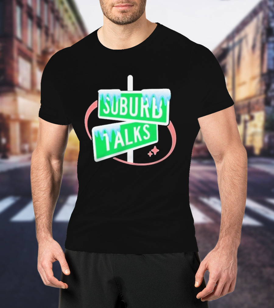 Suburb Talks Snowy Street Signs Christmas T-Shirt