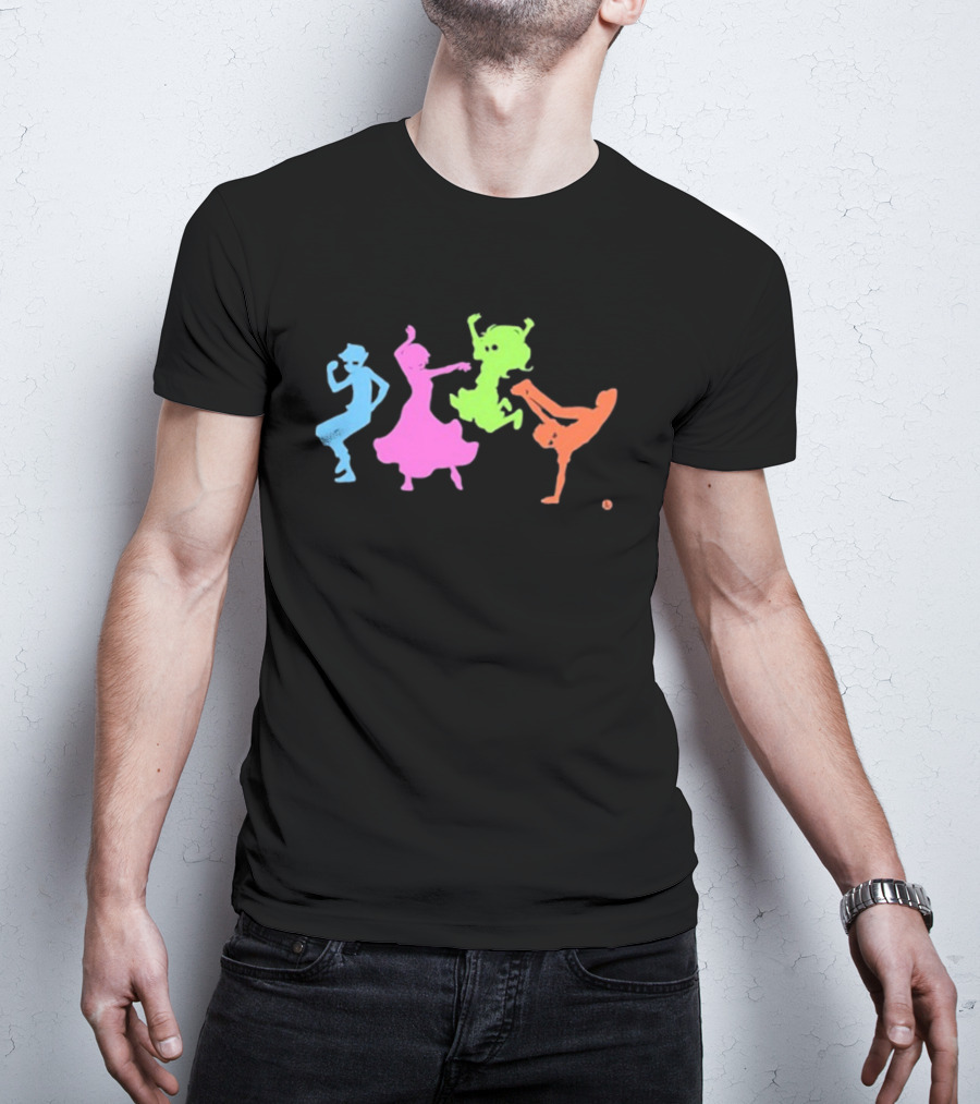 Topatoco Dance Neon Silhouettes Of Four Characters In Motion T-Shirt