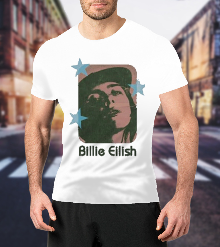 Billie Eilish Vintage Portrait With Stars T-Shirt