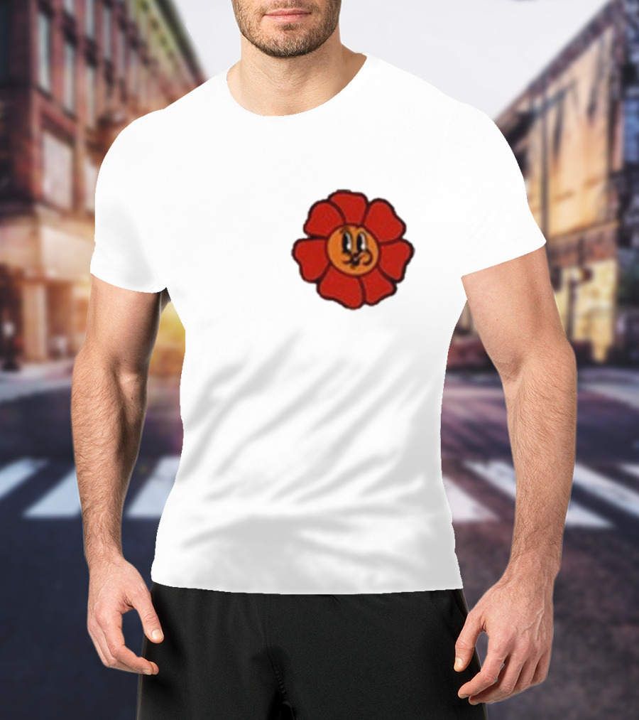Ludwig Mogul Mogi Red Flower Cartoon Face T-Shirt