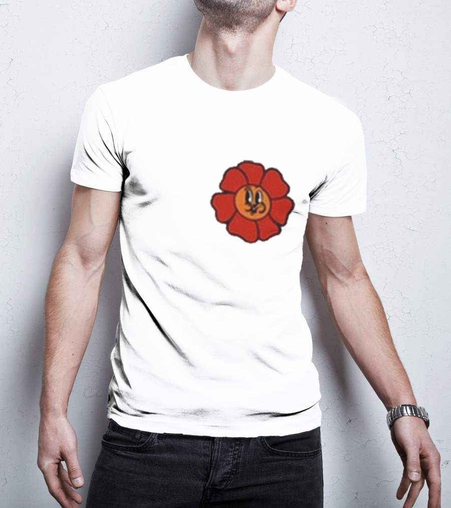 Ludwig Mogul Mogi Red Flower Cartoon Face T-Shirt