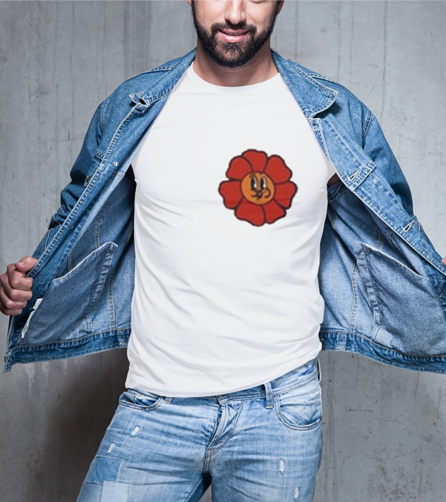 Ludwig Mogul Mogi Red Flower Cartoon Face T-Shirt