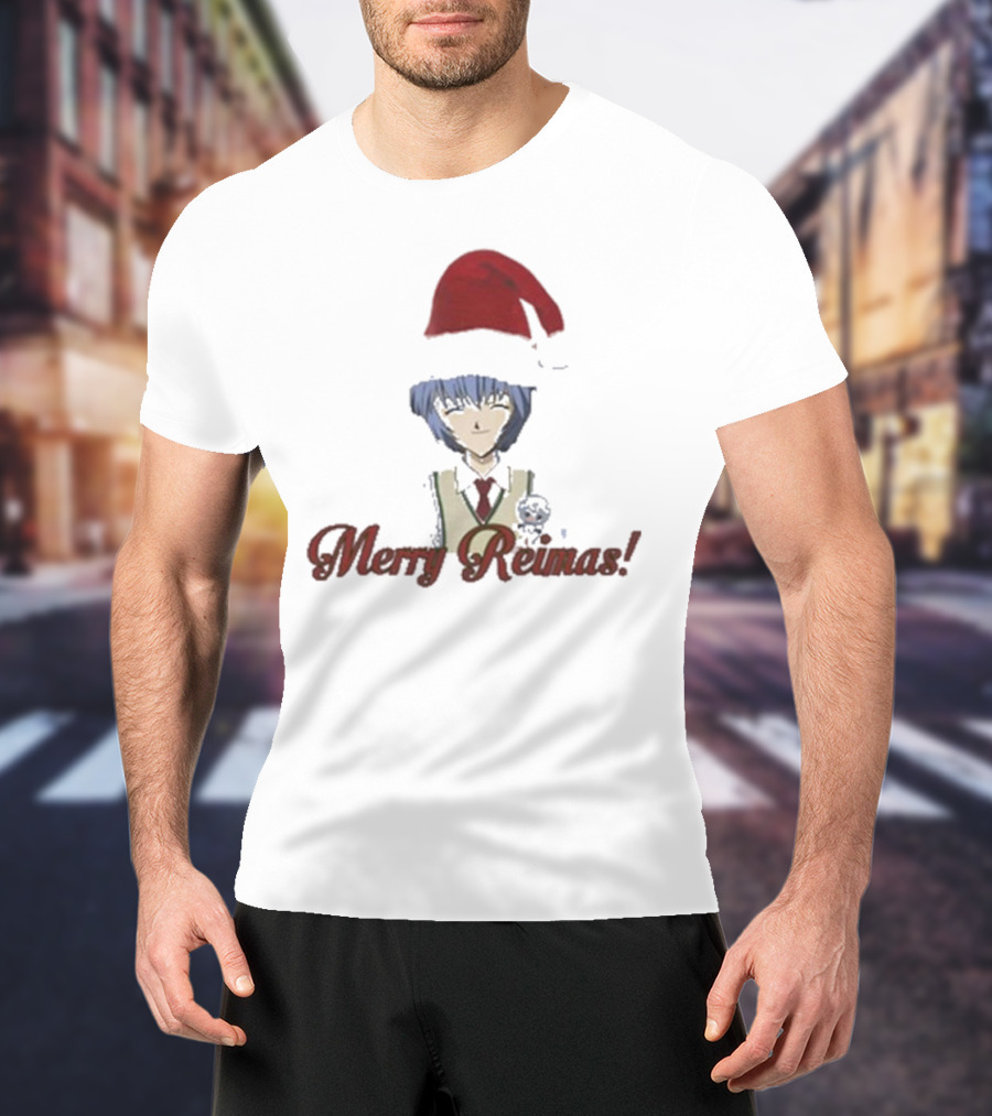 Merry Reimas Anime Character Santa Hat Holiday T-Shirt