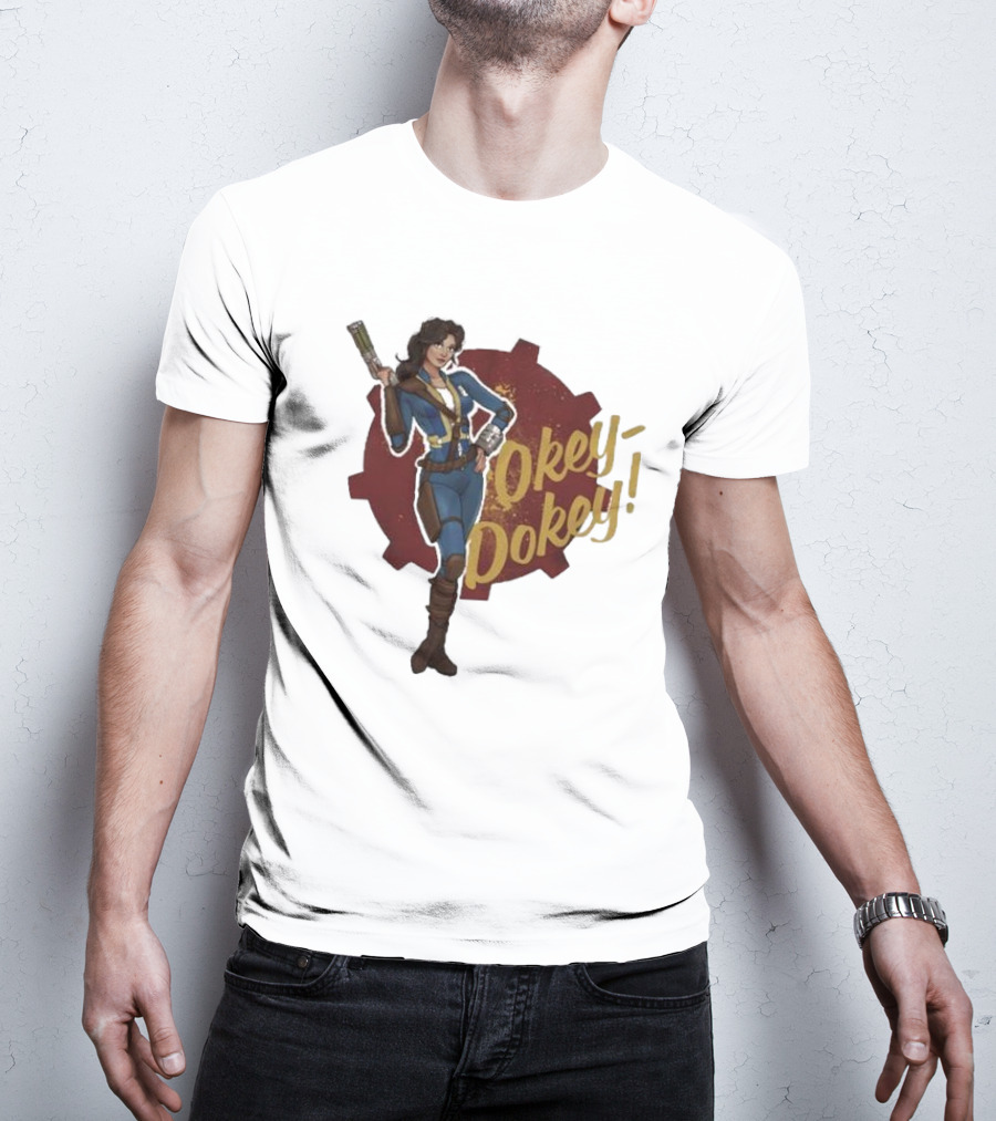 Spartan117gw Lucy Okey Dokey Fallout Vault Suit Gear Iconic Pose T-Shirt