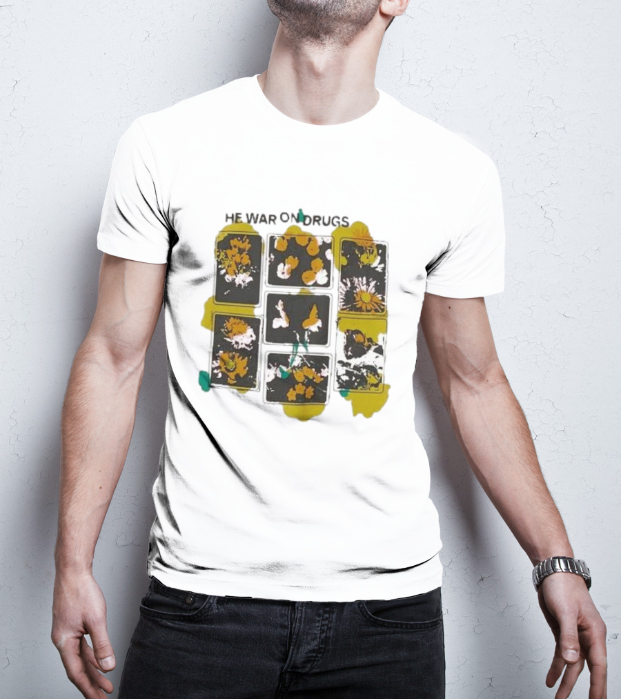 The War On Drugs Floral Squares Art Yellow Splatter T-Shirt