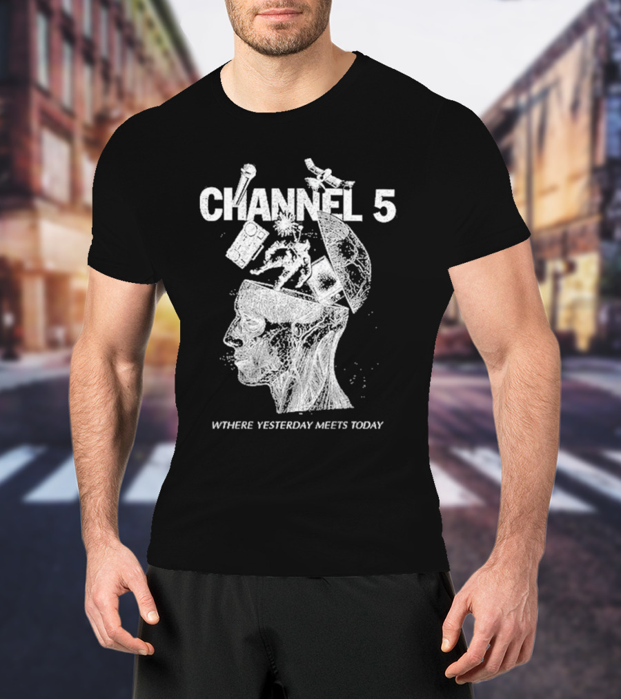 Channel 5 Where Yesterday Meets Today Retro Futuristic Fusion T-Shirt