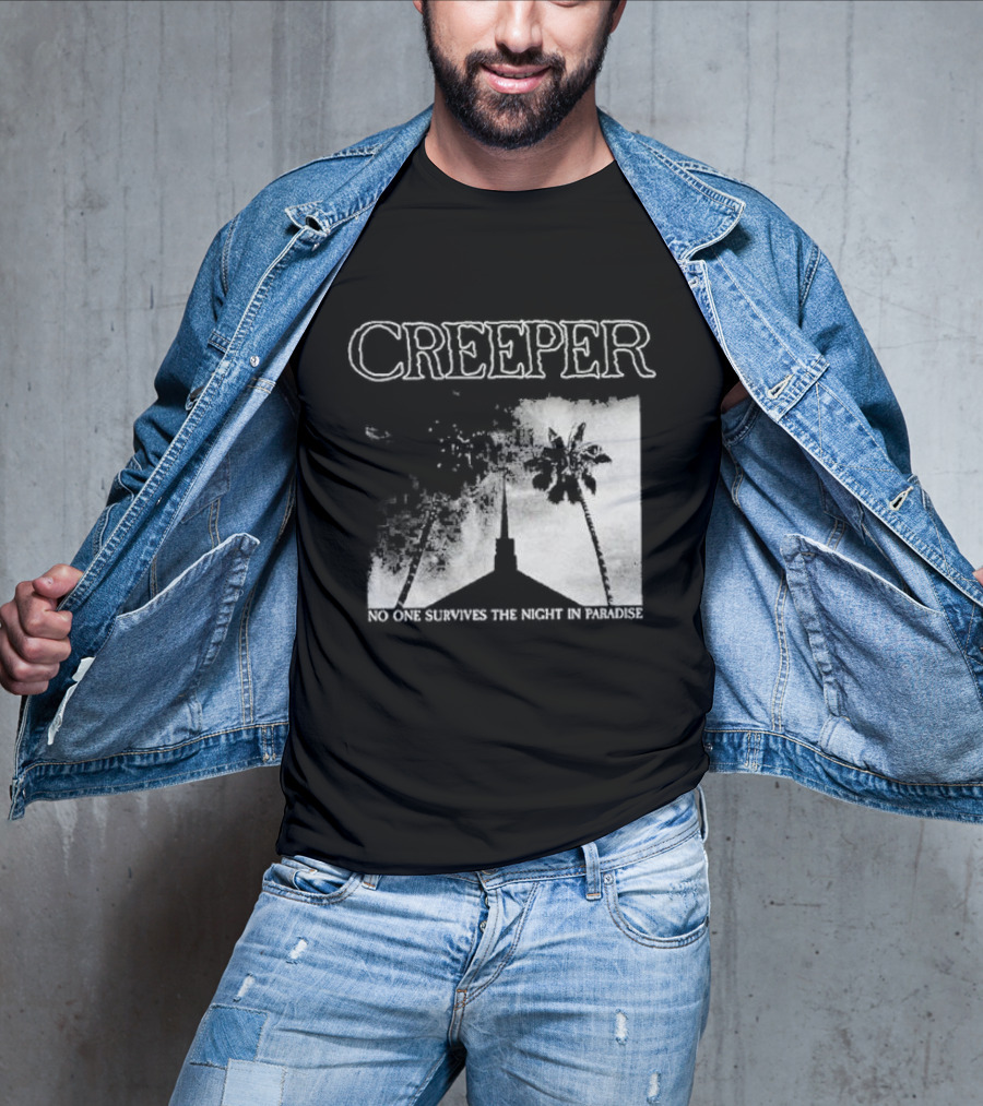 Creeper No One Survives The Night In Paradise Palm Trees And Church Spire Dark Aesthetic T-Shirt