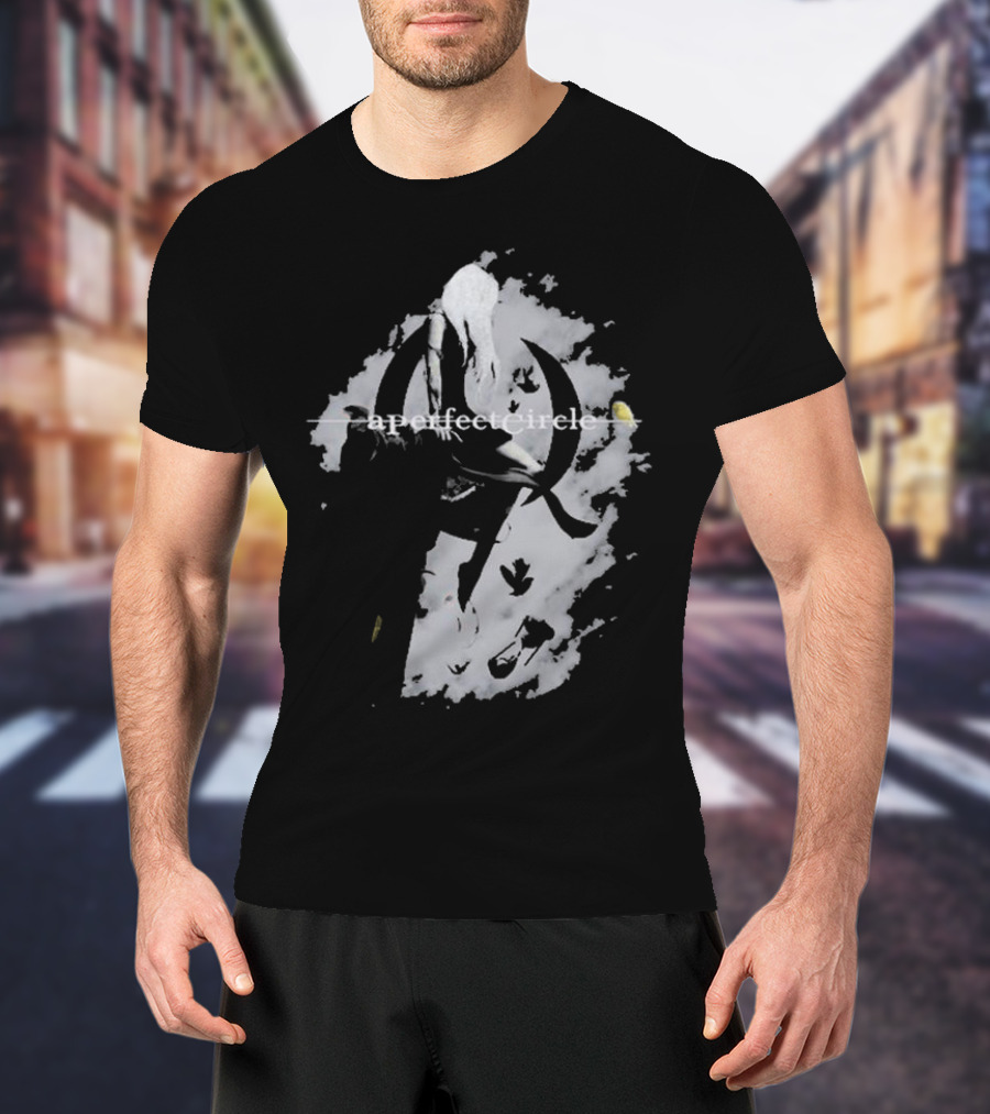 A Perfect Circle Grunge Style Angel Figure With Crescent T-Shirt