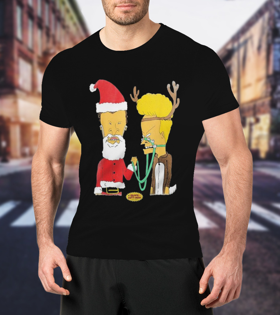 Beavis And Butt-head Santa And Reindeer Christmas T-Shirt