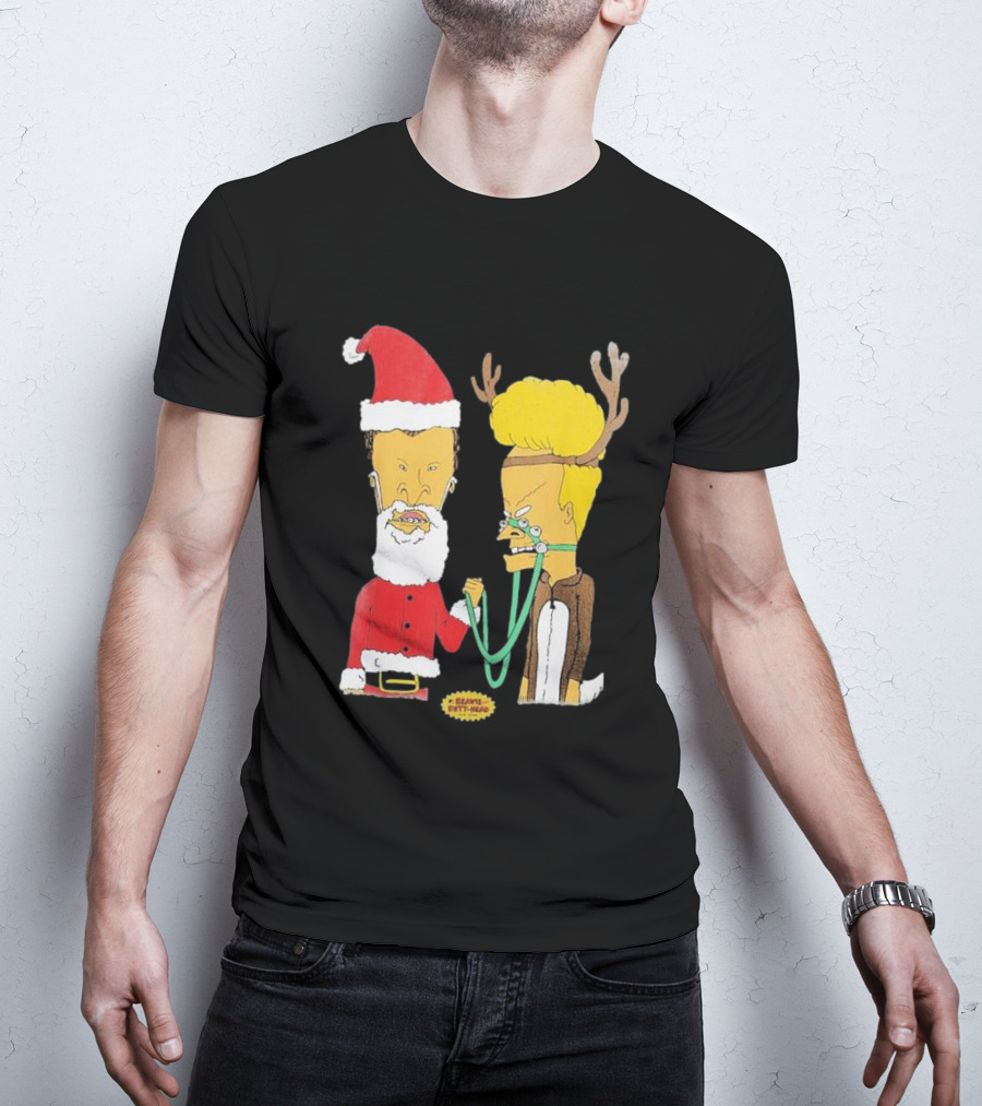 Beavis And Butt-head Santa And Reindeer Christmas T-Shirt