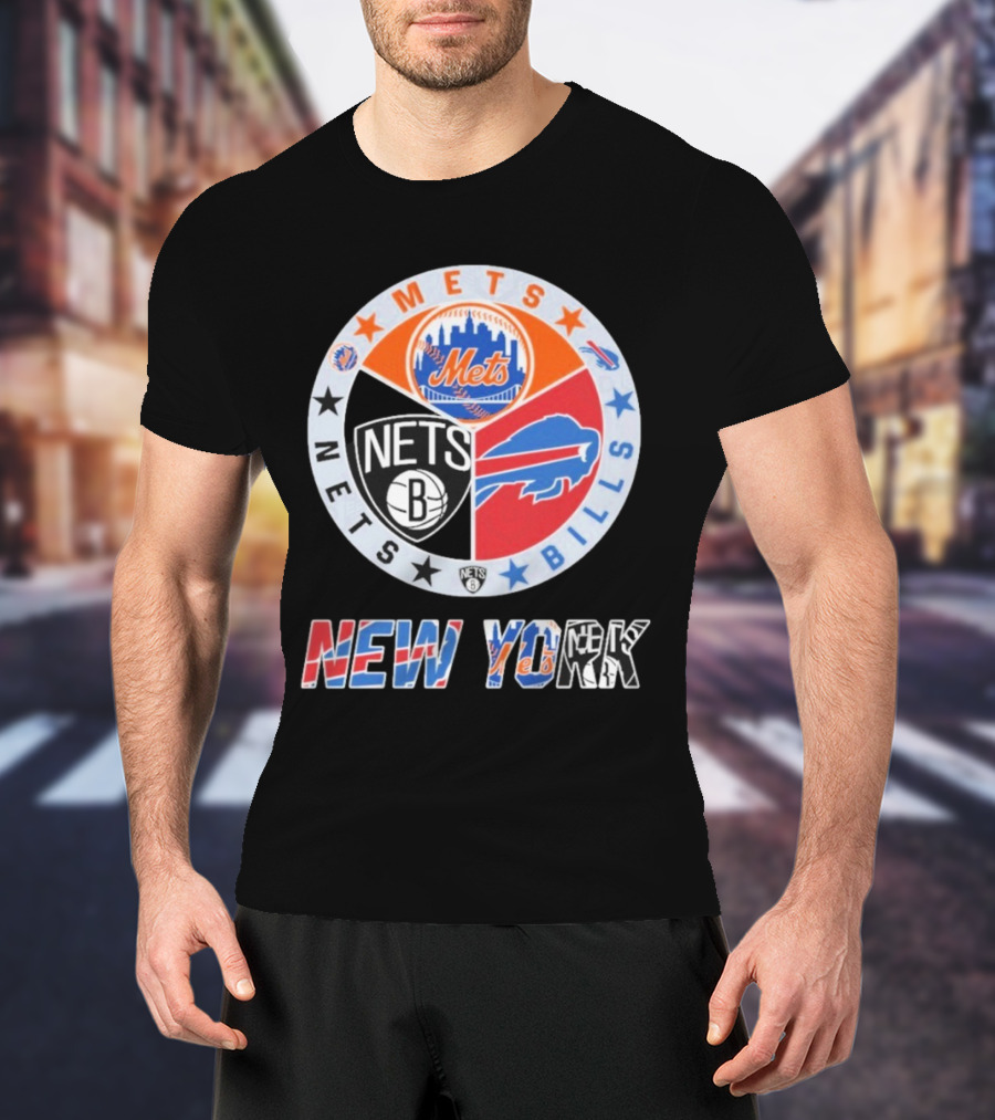 Brooklyn Nets New York Mets Buffalo Bills New York Fan Gear T-Shirt