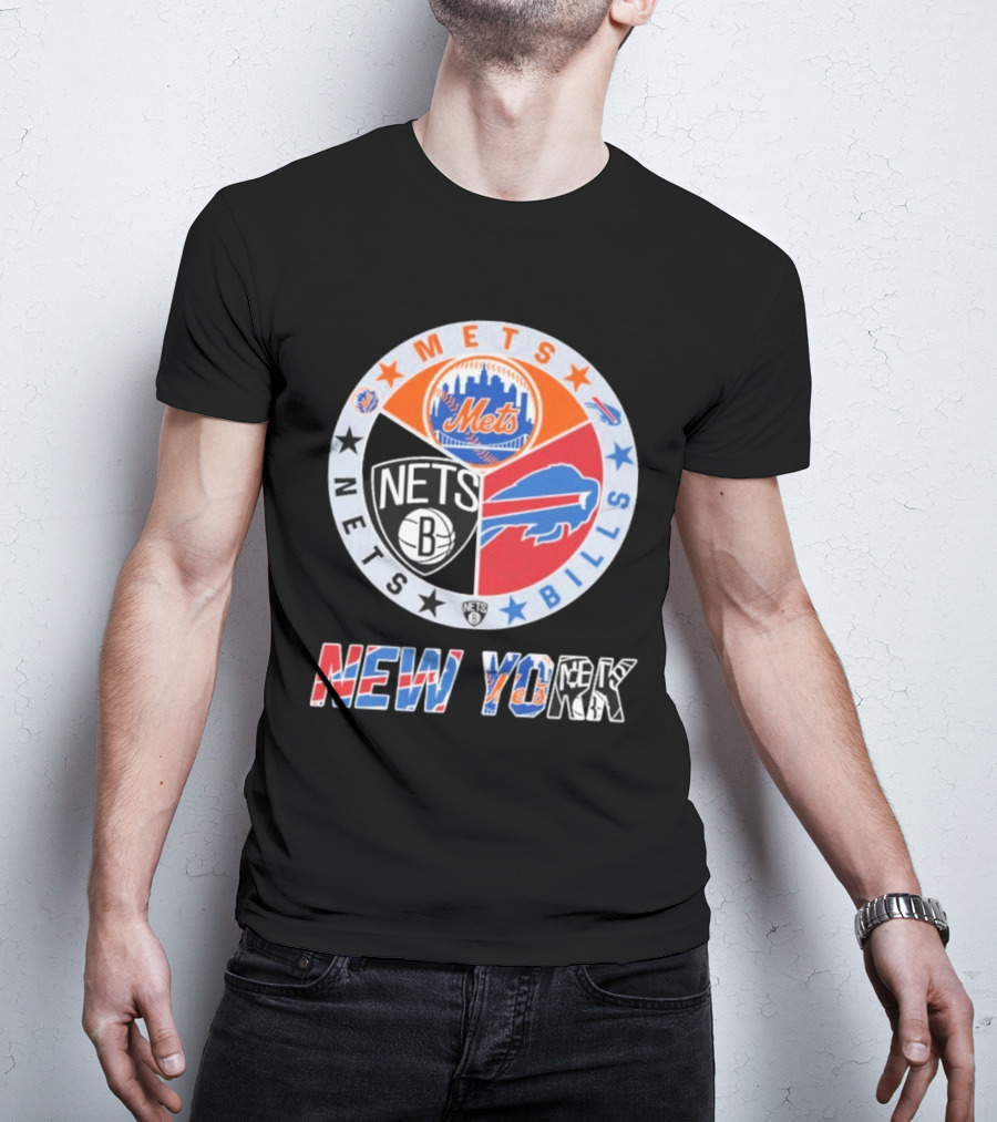Brooklyn Nets New York Mets Buffalo Bills New York Fan Gear T-Shirt